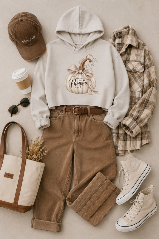 Pumpkin Charm Cropped Hooded Sweatshirt