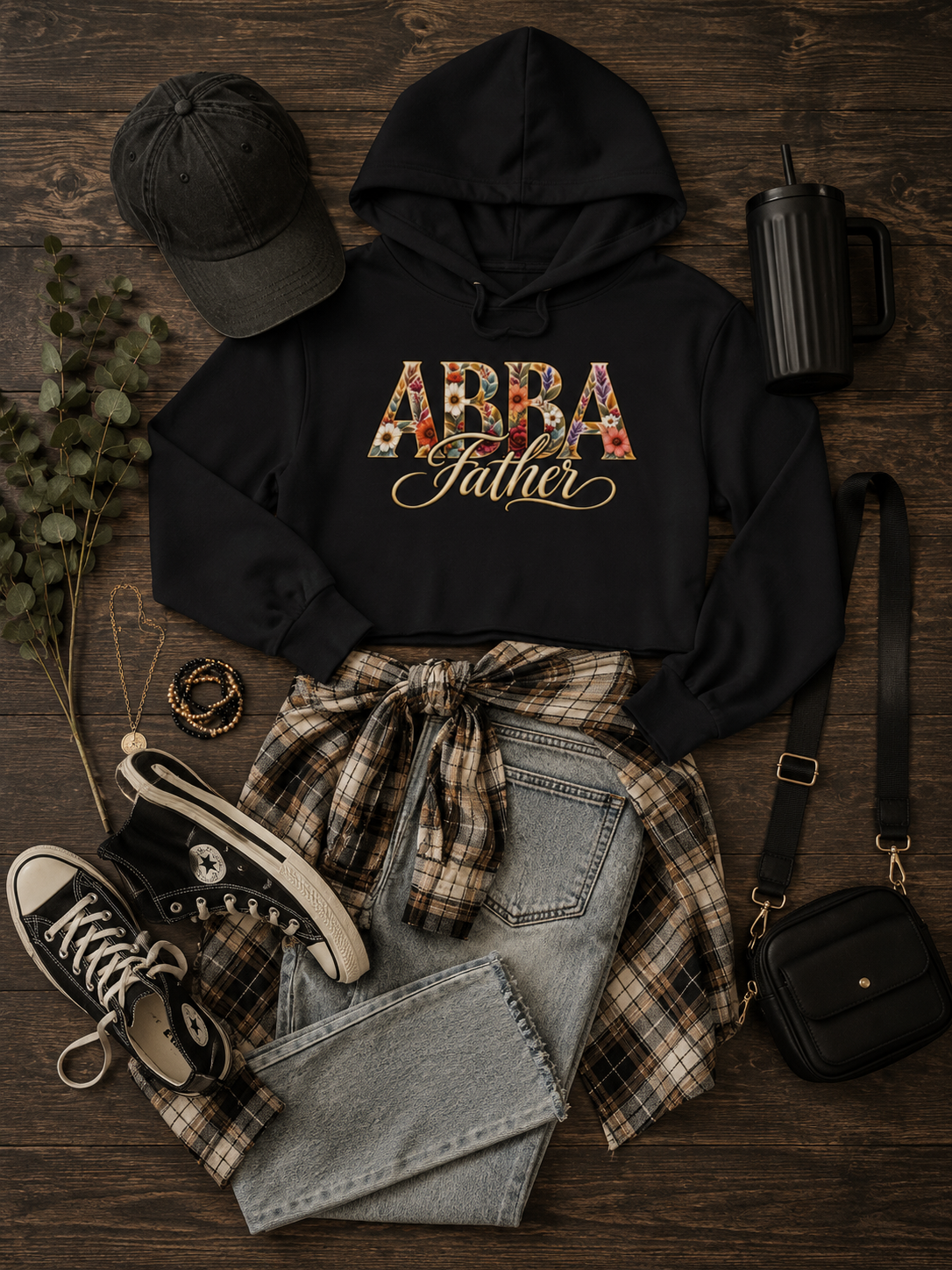Abba Father Cropped Hooded Sweatshirt