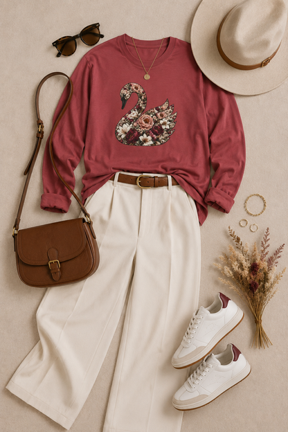 Peony and Plumage Long Sleeve T-Shirt