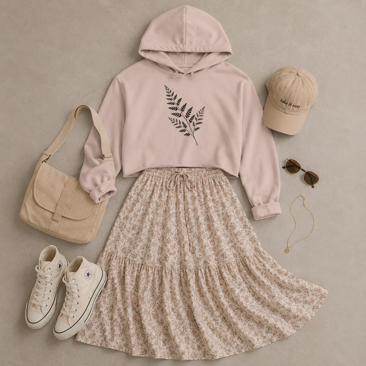Wild Fern Cropped Hooded Sweatshirt