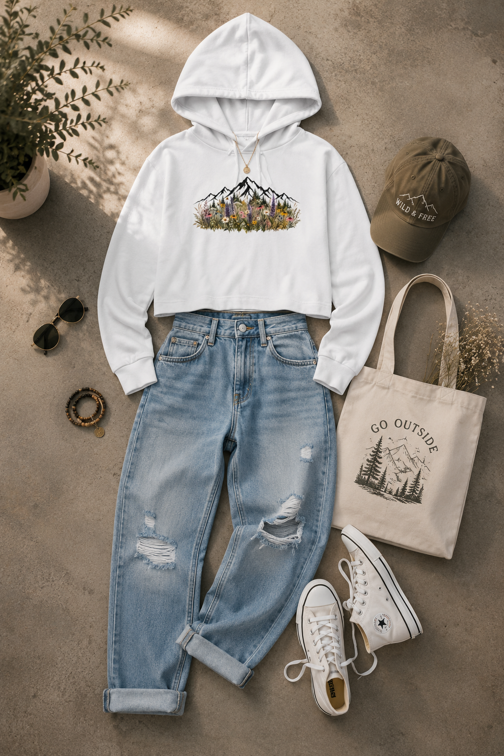 Summit Blooms Cropped Hooded Sweatshirt