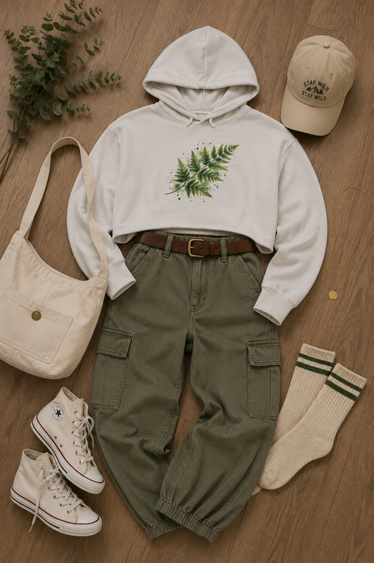 Whispering Fern Cropped Hooded Sweatshirt