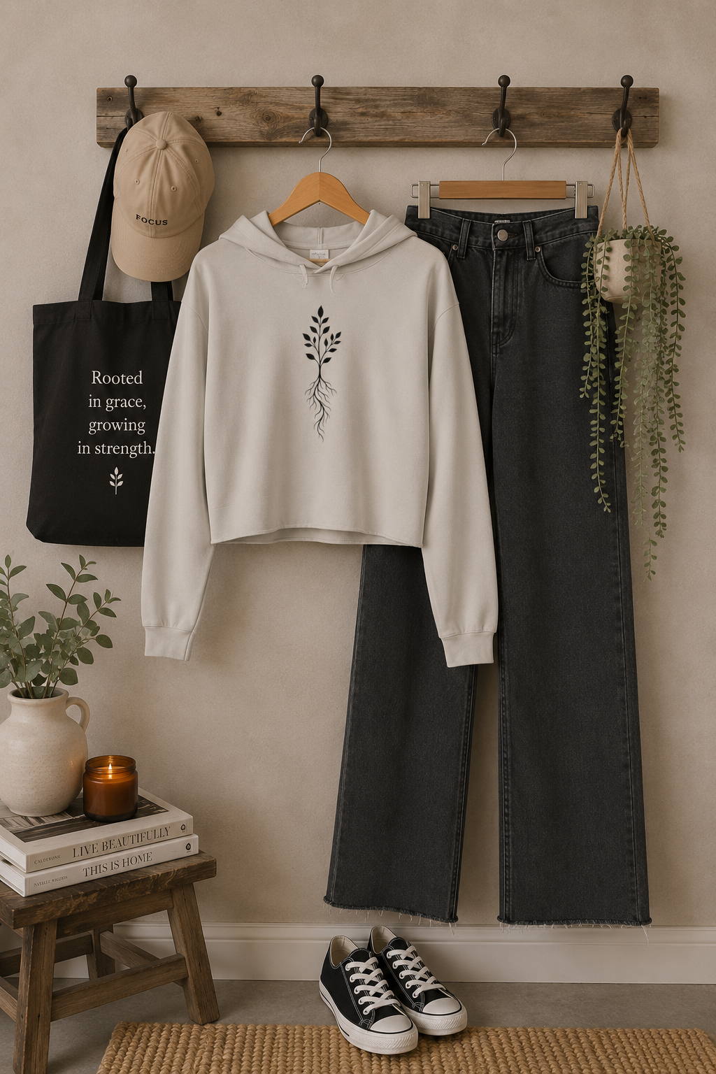 Rooted Grace Cropped Hooded Sweatshirt