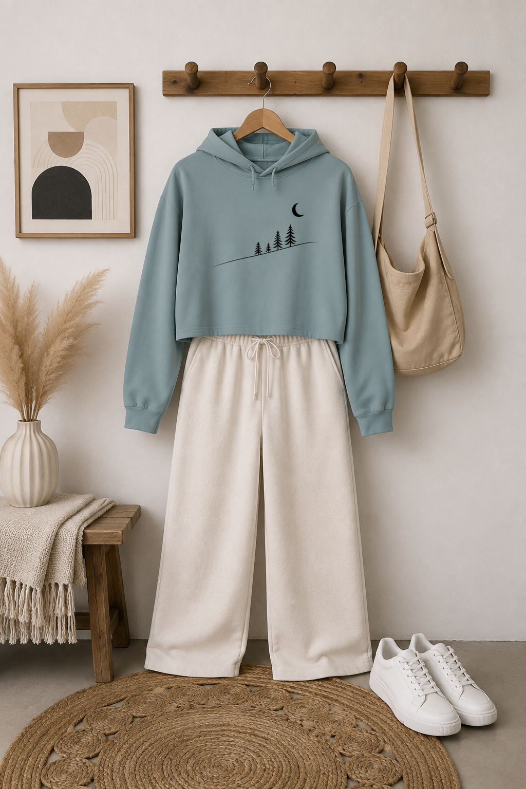 Moonlit Slope Cropped Hooded Sweatshirt