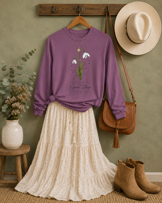 January Birth Flower Long Sleeve T-Shirt