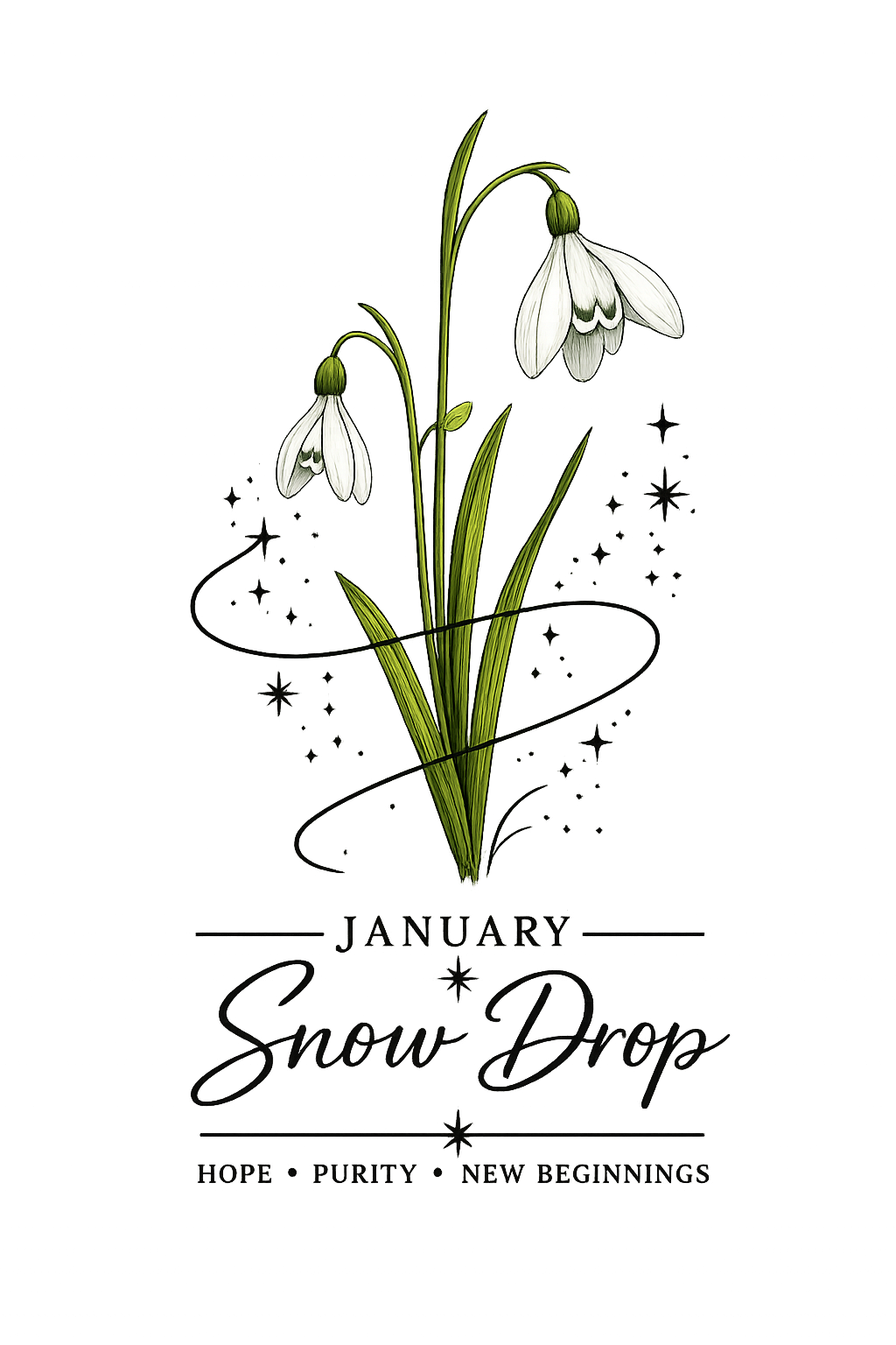 January Birth Flower Cropped Hooded Sweatshirt