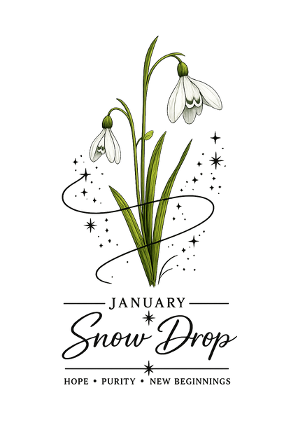 January Birth Flower Cropped Hooded Sweatshirt