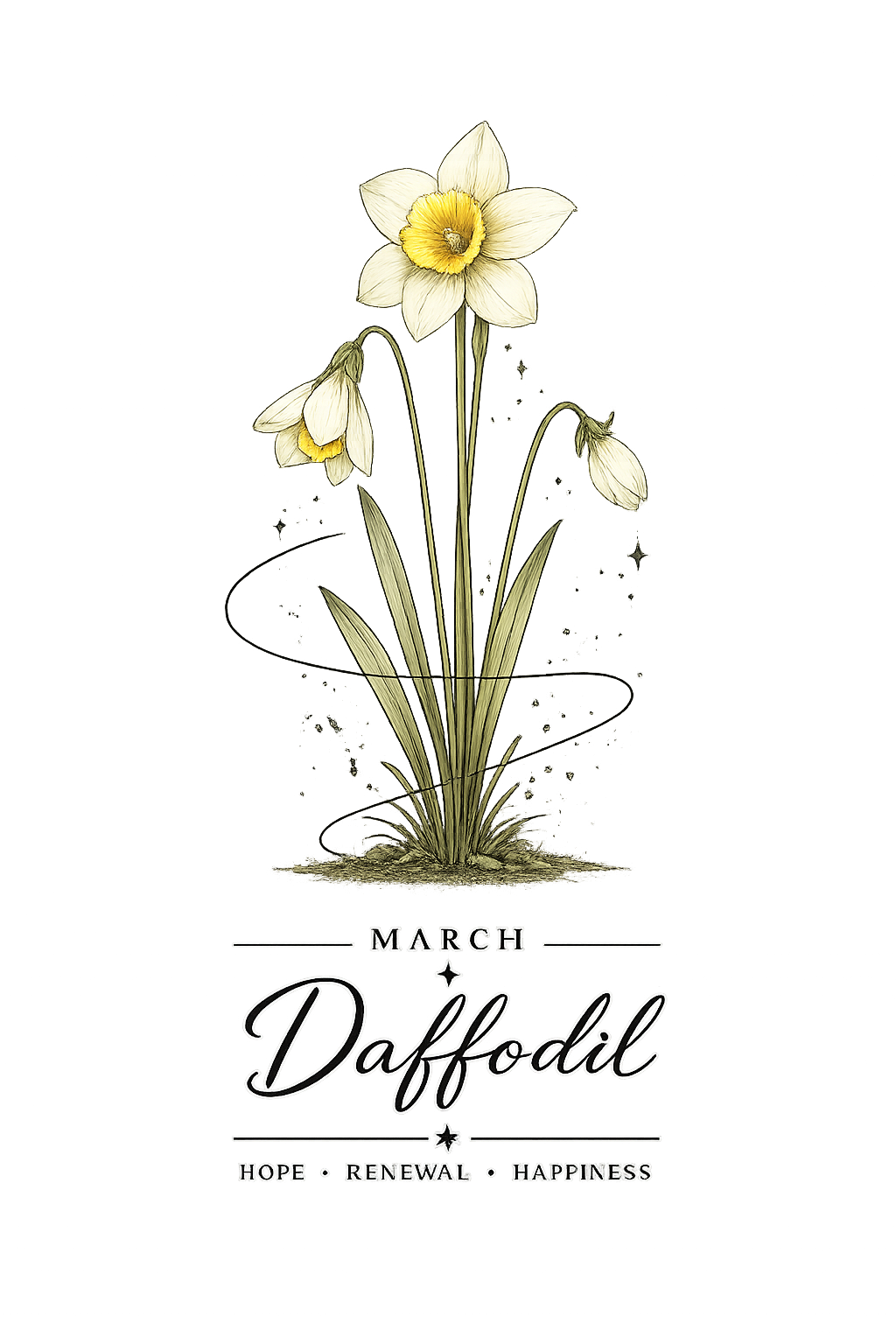 March Birth Flower Cropped Hooded Sweatshirt