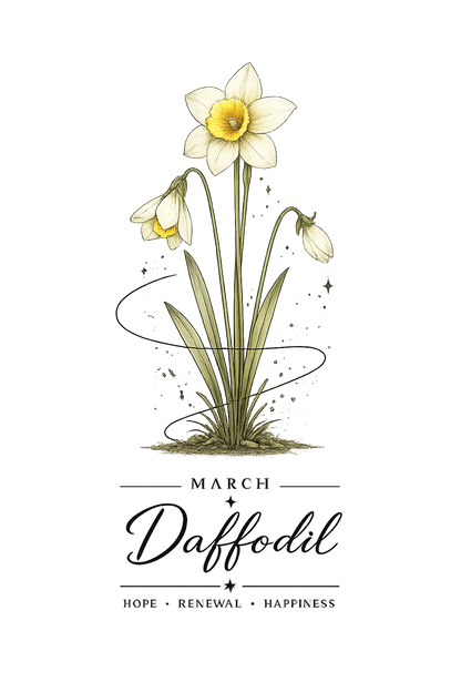 March Birth Flower Cropped Hooded Sweatshirt