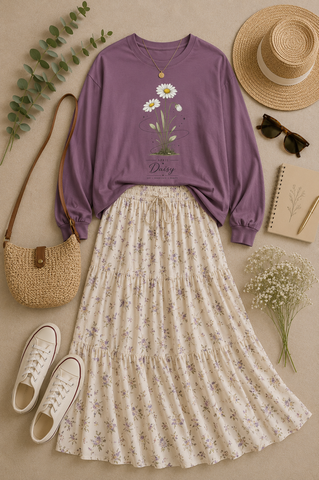 April Birth Flower Long Sleeve T-Shirt