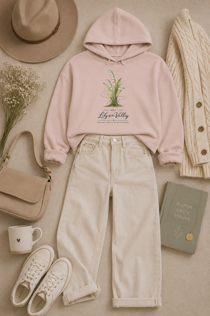 May Birth Flower Cropped Hooded Sweatshirt