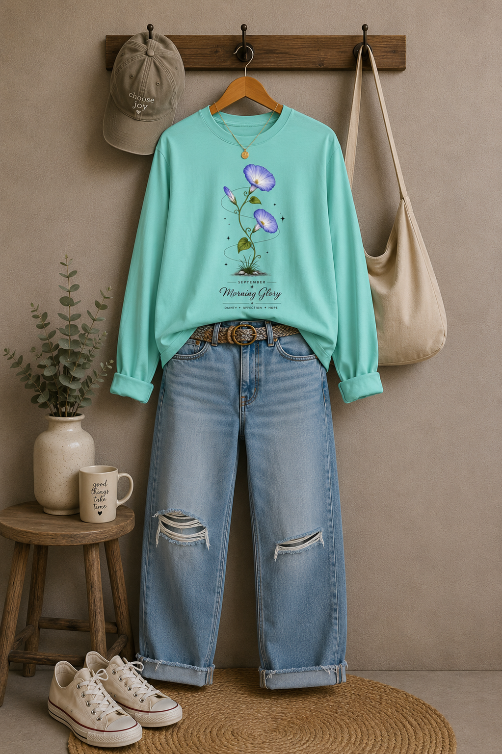 September Birth Flower Long Sleeve T-Shirt