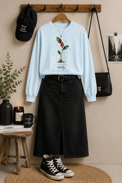 December Birth Flower Long Sleeve T-Shirt