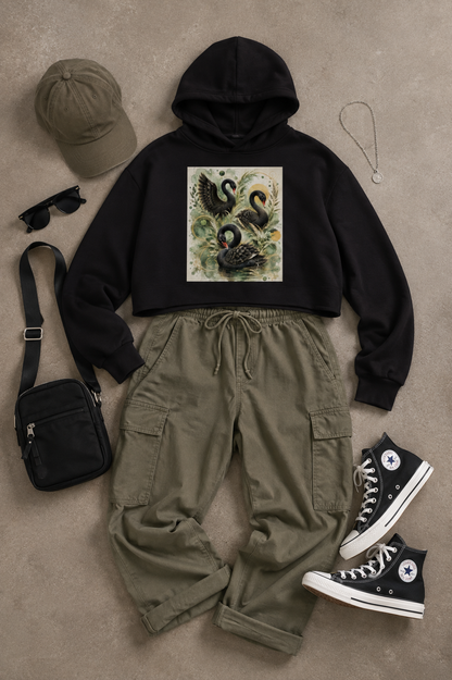 Emerald Grace Cropped Hooded Sweatshirt