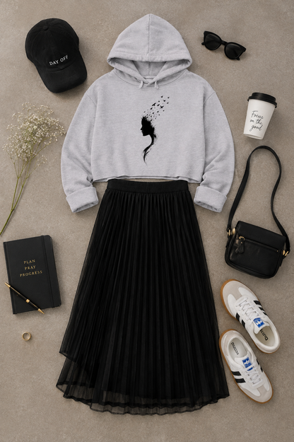Her Flight Cropped Hooded Sweatshirt