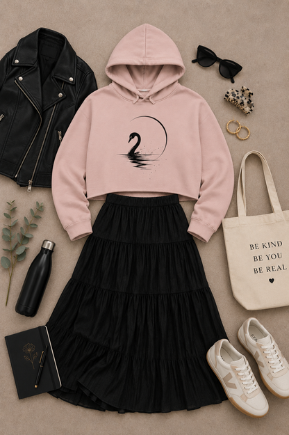 Moonlit Cropped Hooded Sweatshirt