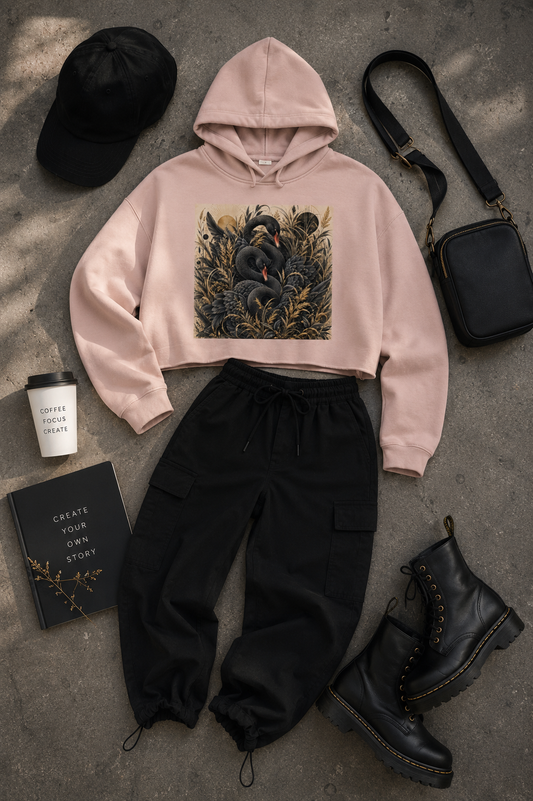 Noir Reverie Cropped Hooded Sweatshirt