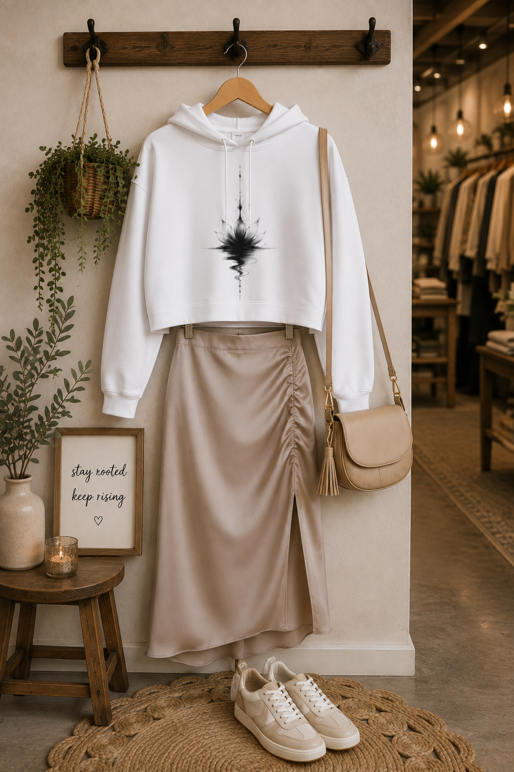 Rise Cropped Hooded Sweatshirt