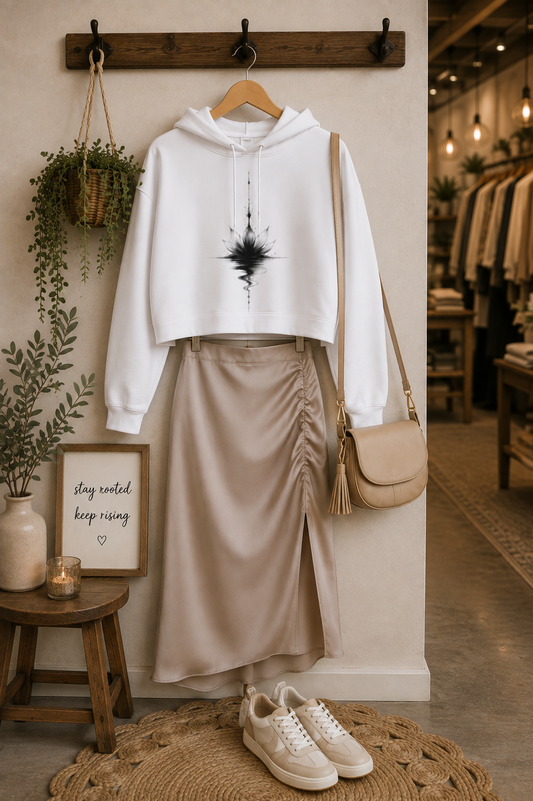 Rise Cropped Hooded Sweatshirt