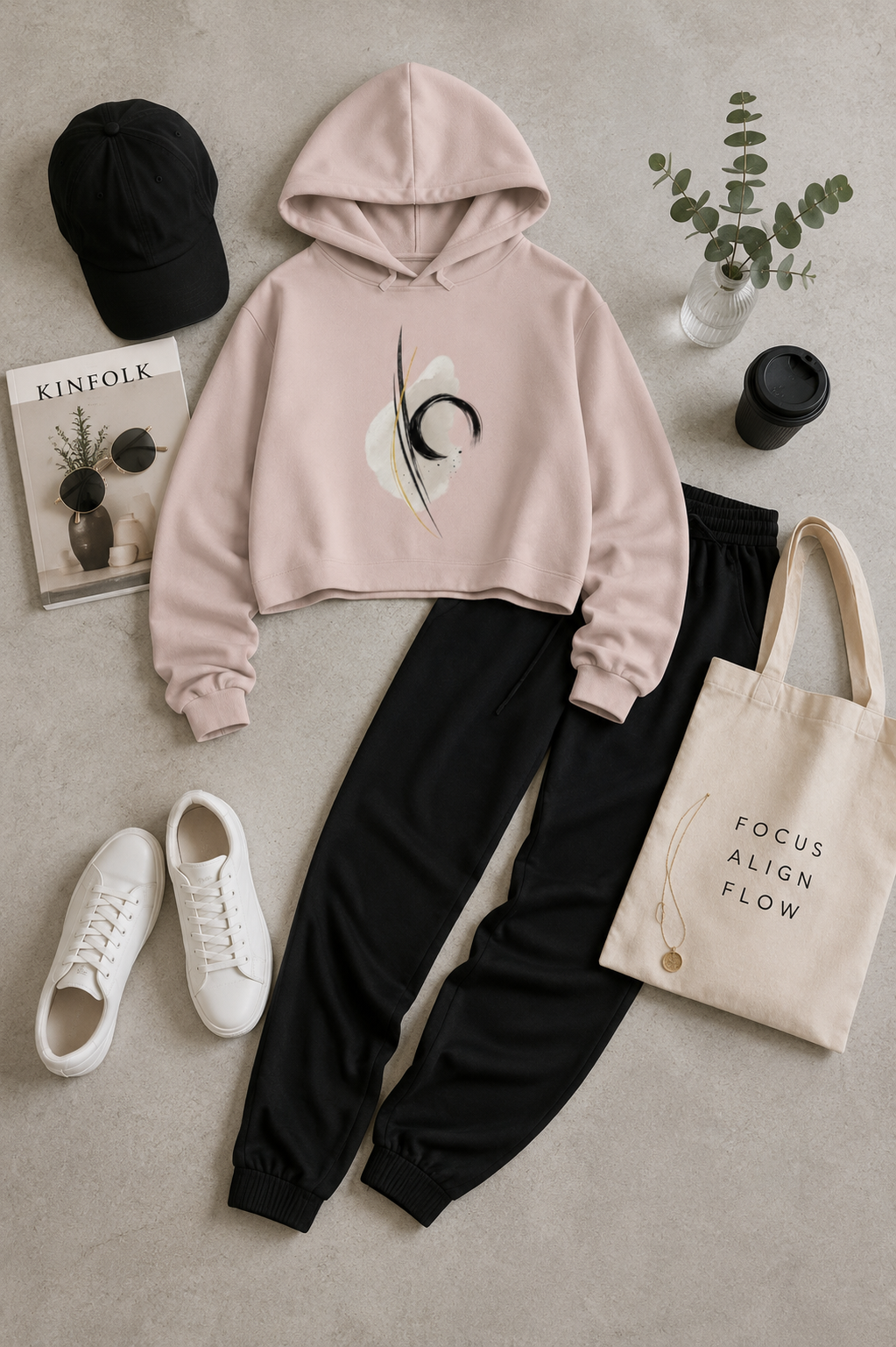Aligned Cropped Hooded Sweatshirt