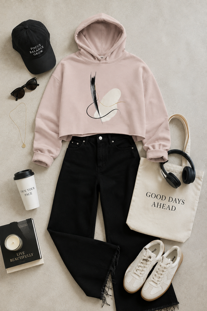 Contrast Cropped Hooded Sweatshirt