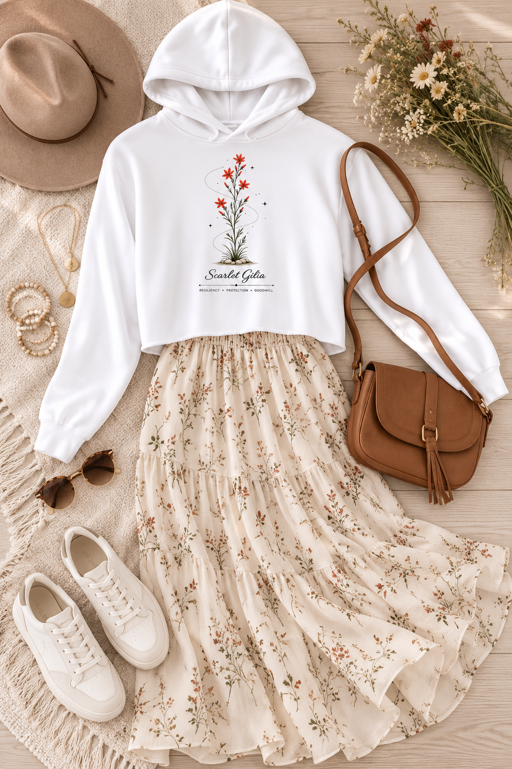 Scarlet Gilia Cropped Hooded Sweatshirt