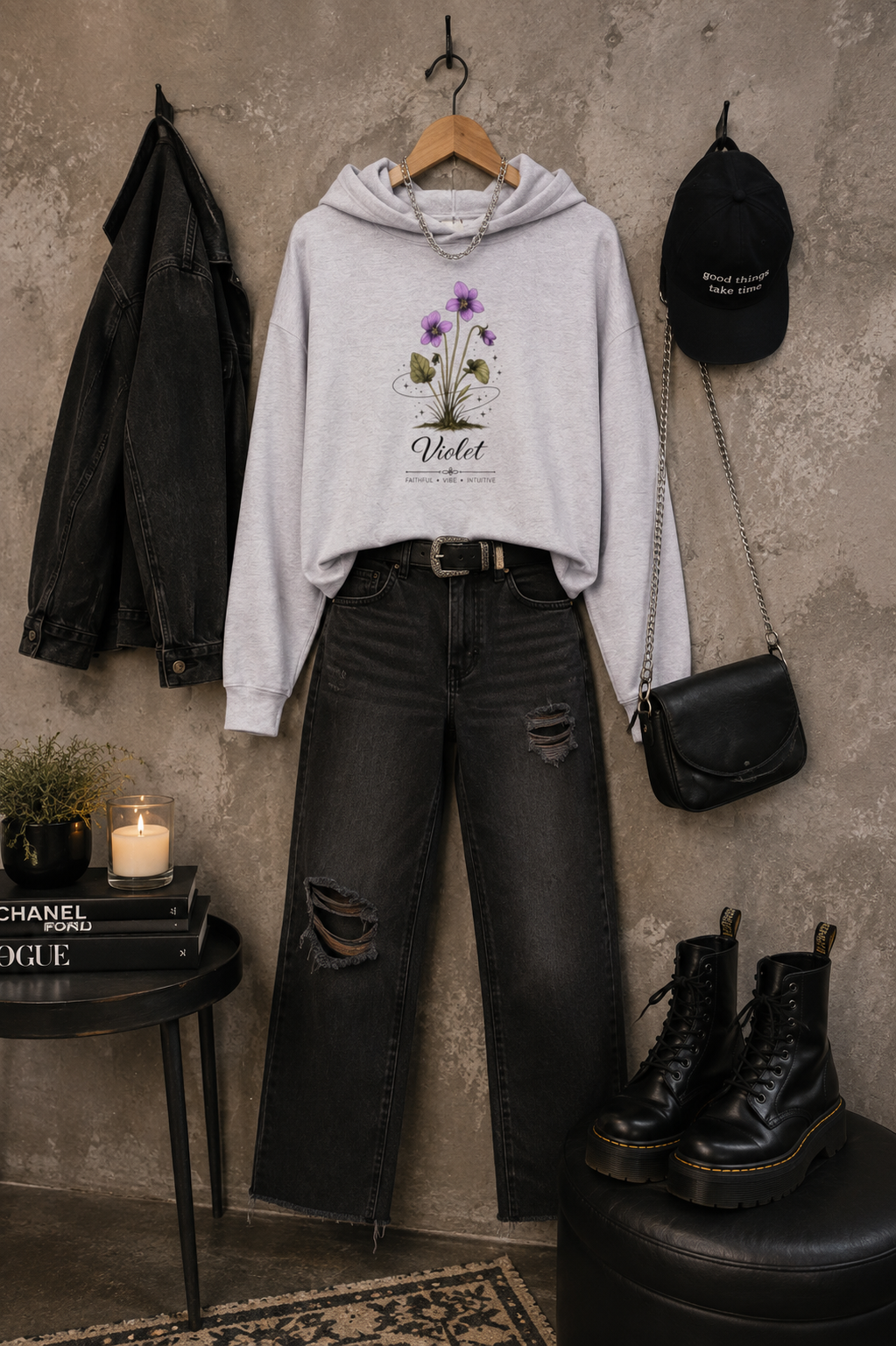 Violet Cropped Hooded Sweatshirt