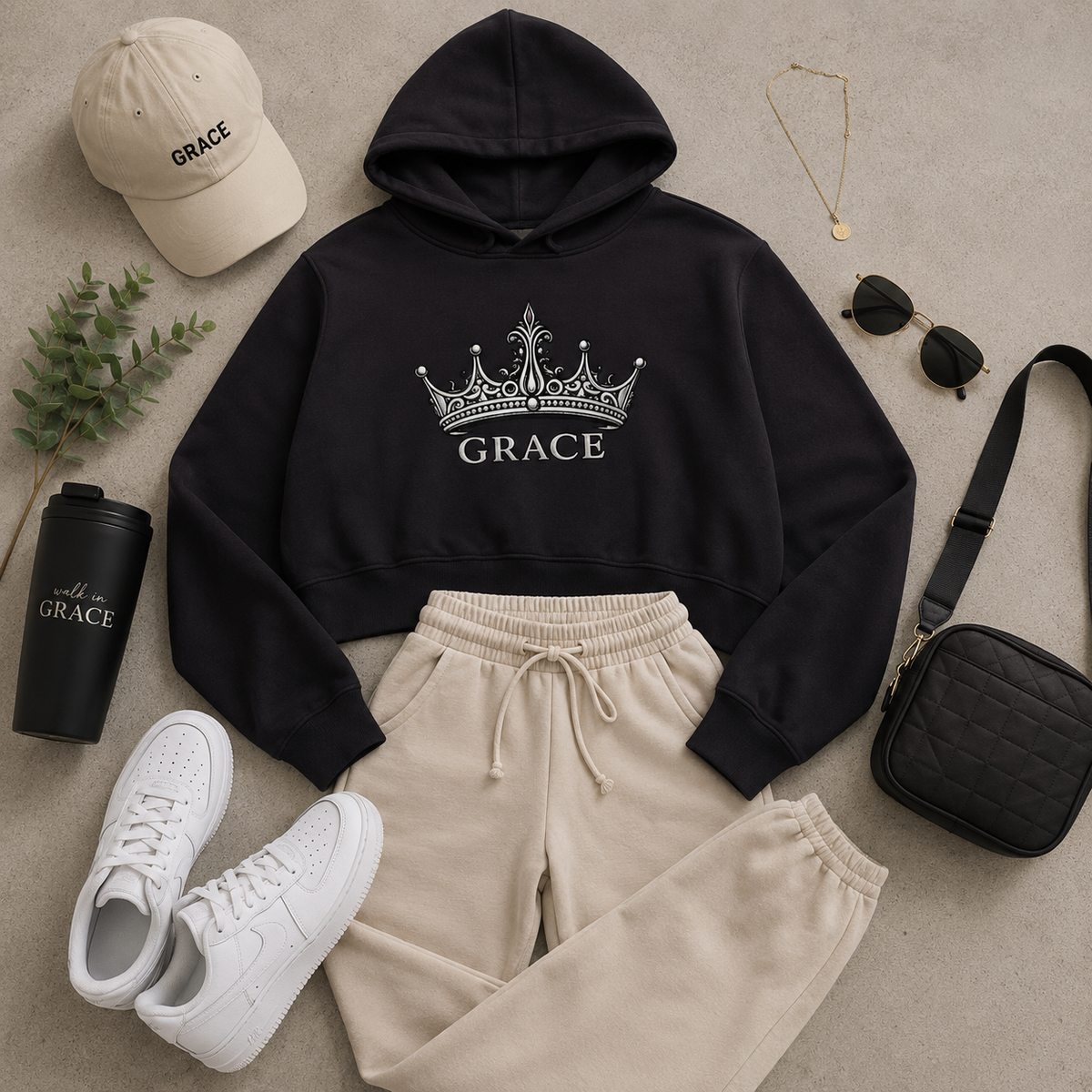 Grace Crown Cropped Hooded Sweatshirt