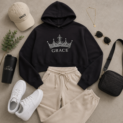 Grace Crown Cropped Hooded Sweatshirt