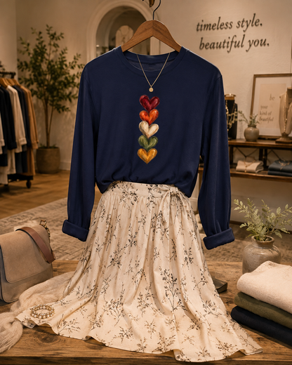 Hearts of Autumn Long Sleeve T-Shirt