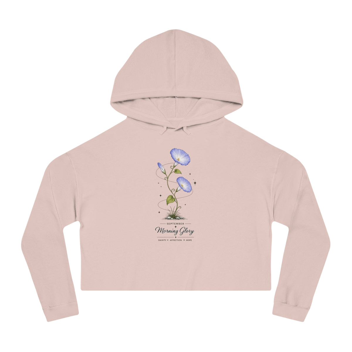 September Birth Flower Cropped Hooded Sweatshirt