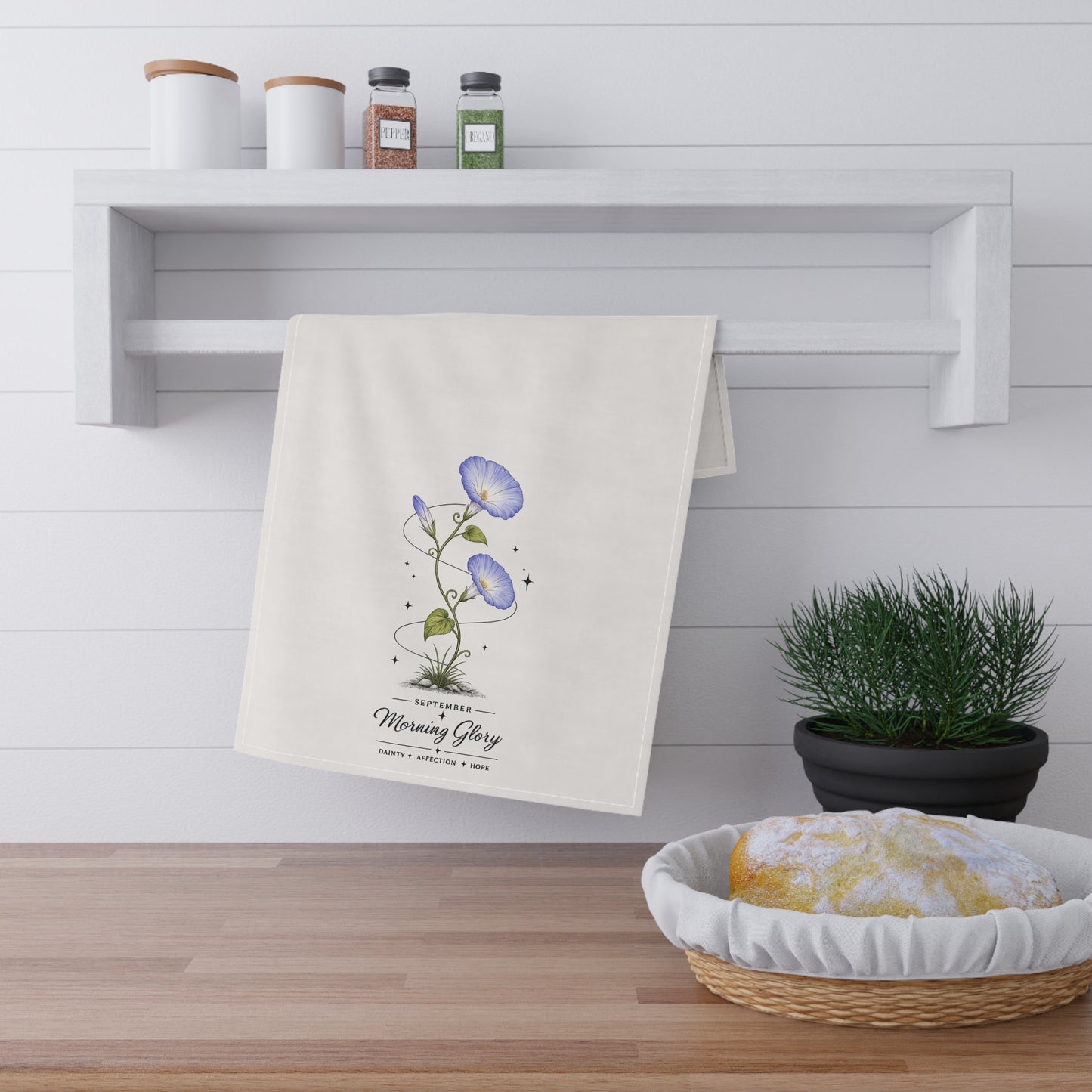 September Birth Flower Tea Towel