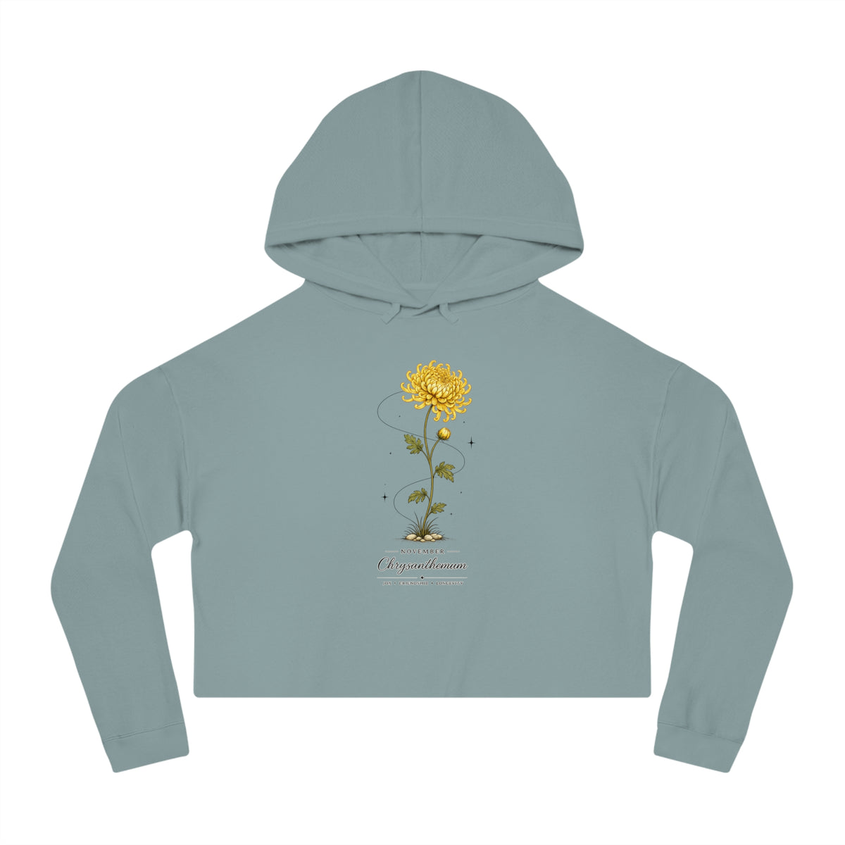 November Birth Flower Cropped Hooded Sweatshirt