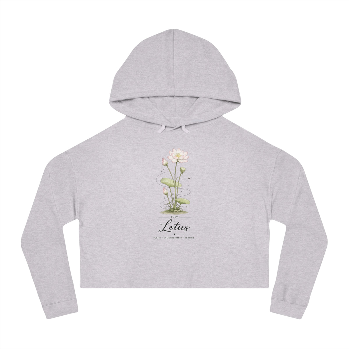 July Birth Flower Cropped Hooded Sweatshirt