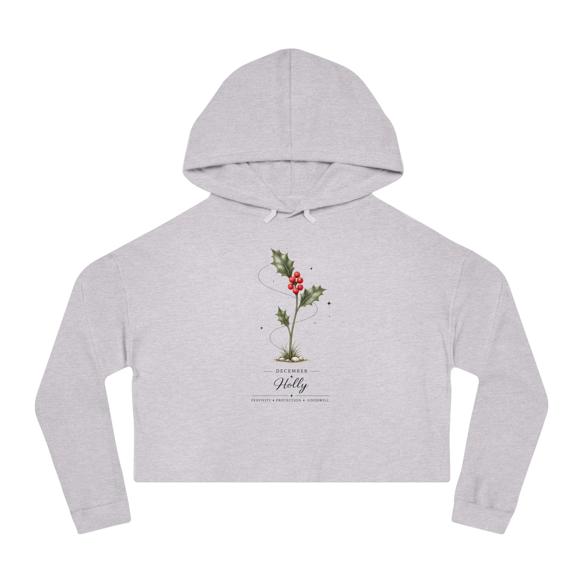 December Birth Flower Cropped Hooded Sweatshirt