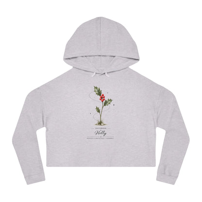 December Birth Flower Cropped Hooded Sweatshirt