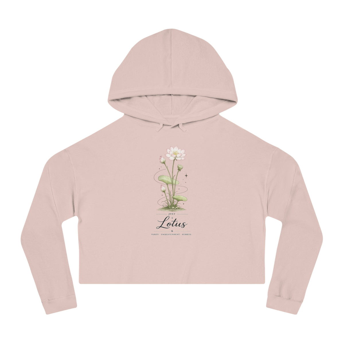 July Birth Flower Cropped Hooded Sweatshirt