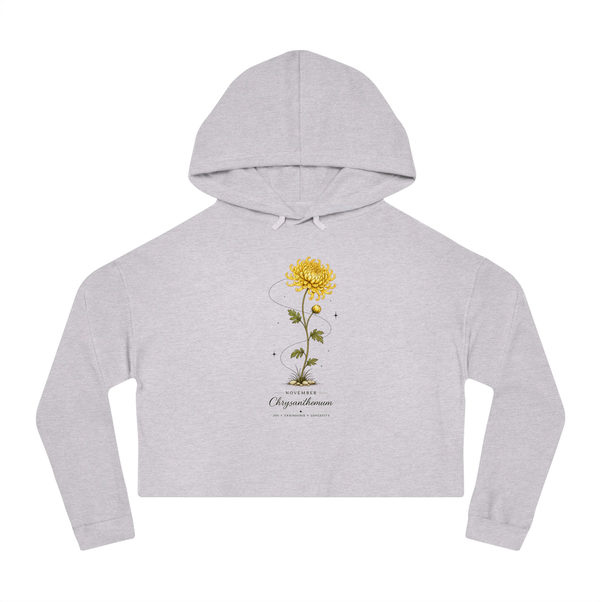 November Birth Flower Cropped Hooded Sweatshirt