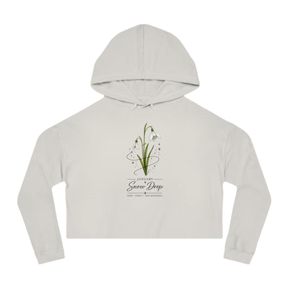 January Birth Flower Cropped Hooded Sweatshirt