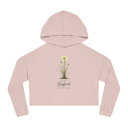March Birth Flower Cropped Hooded Sweatshirt
