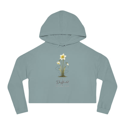 March Birth Flower Cropped Hooded Sweatshirt