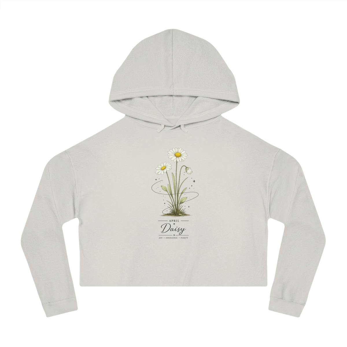 April Birth Flower Cropped Hooded Sweatshirt