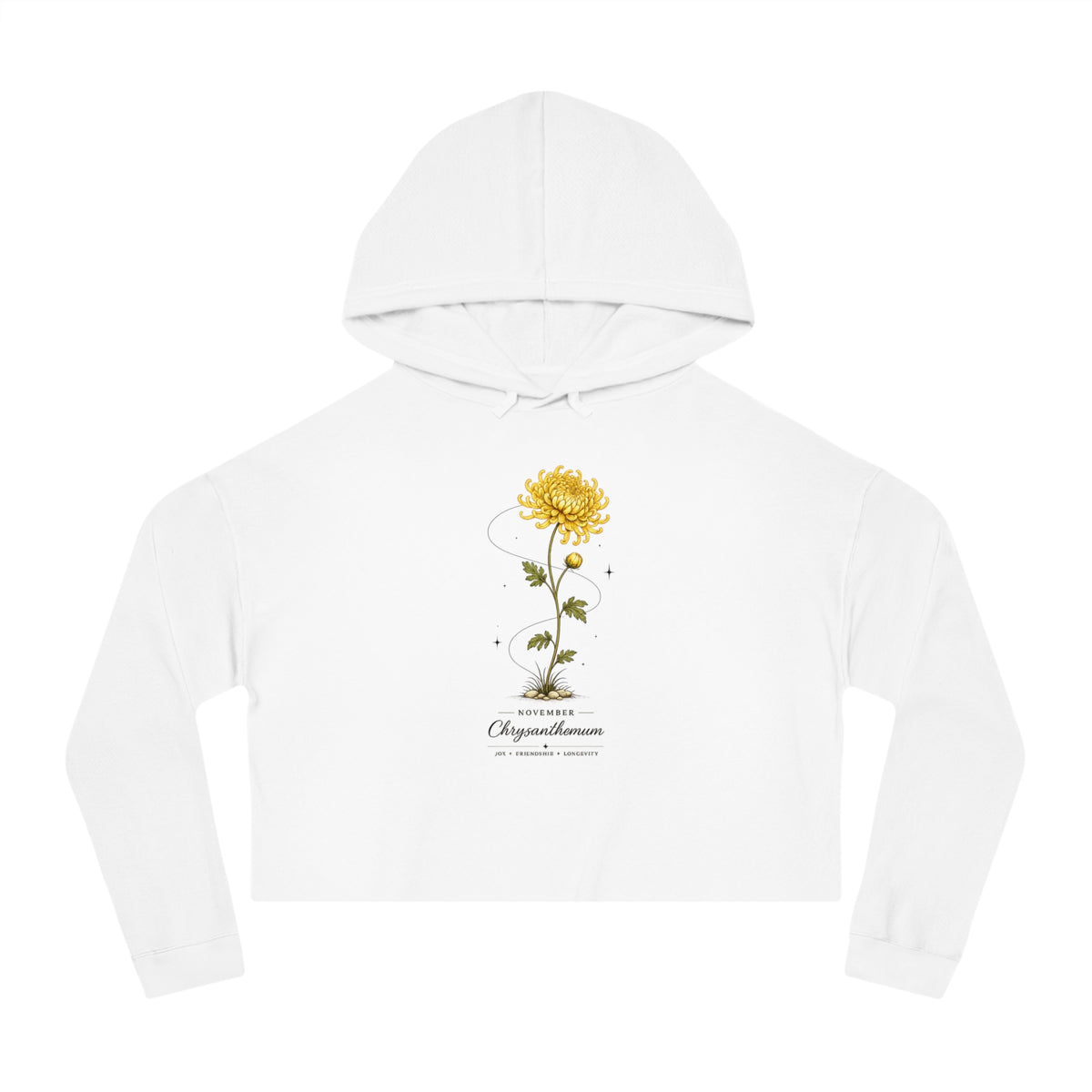 November Birth Flower Cropped Hooded Sweatshirt