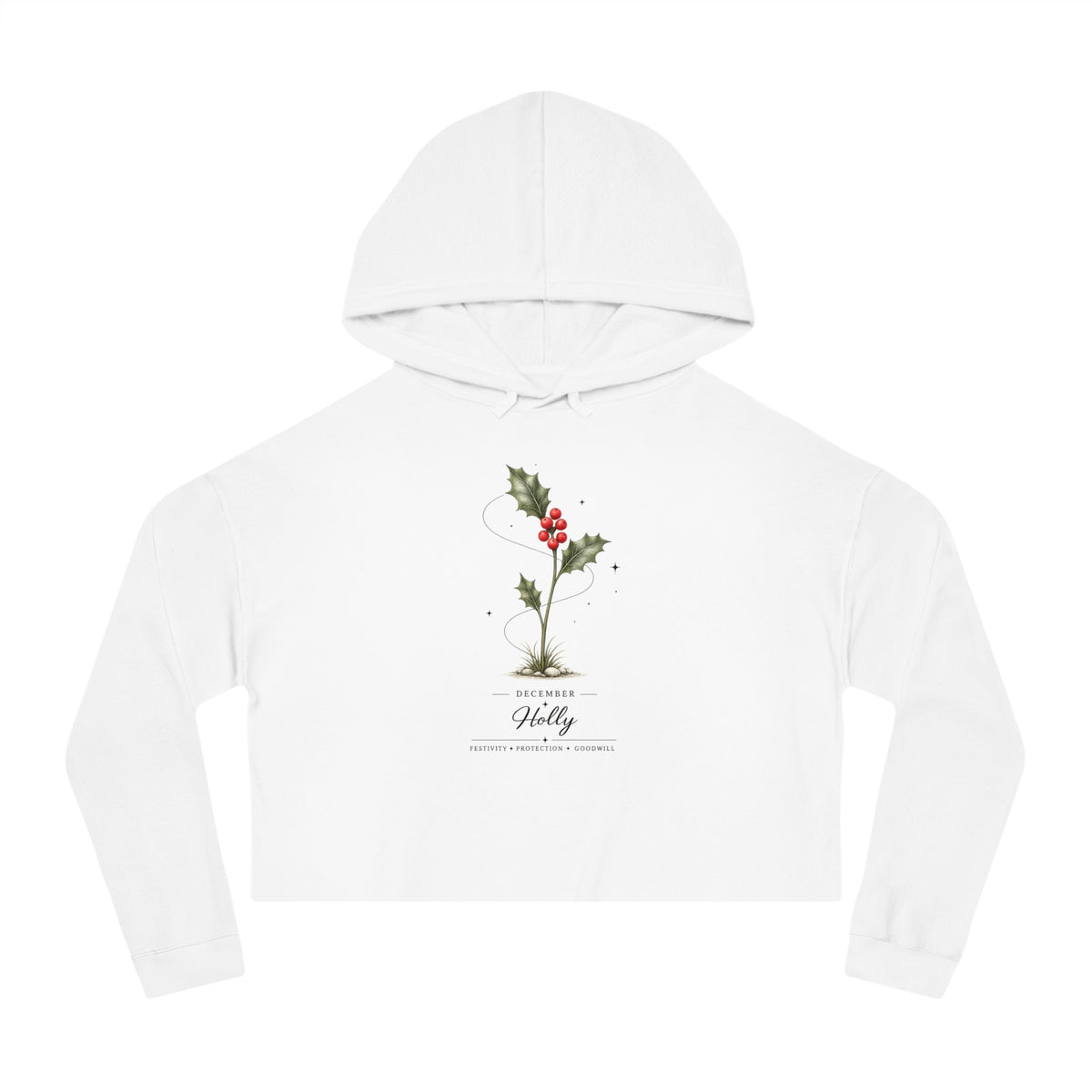 December Birth Flower Cropped Hooded Sweatshirt