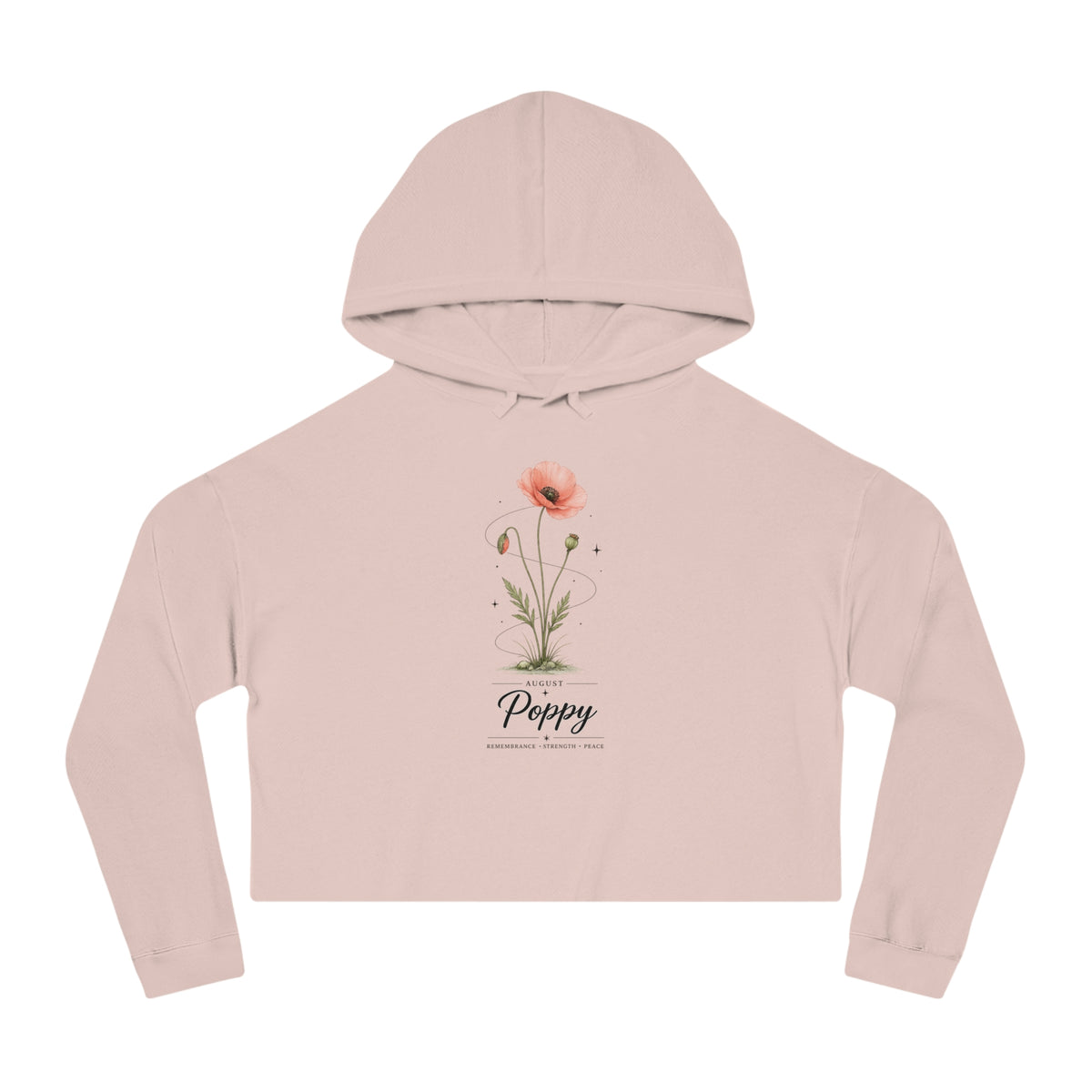 August Birth Flower Cropped Hooded Sweatshirt