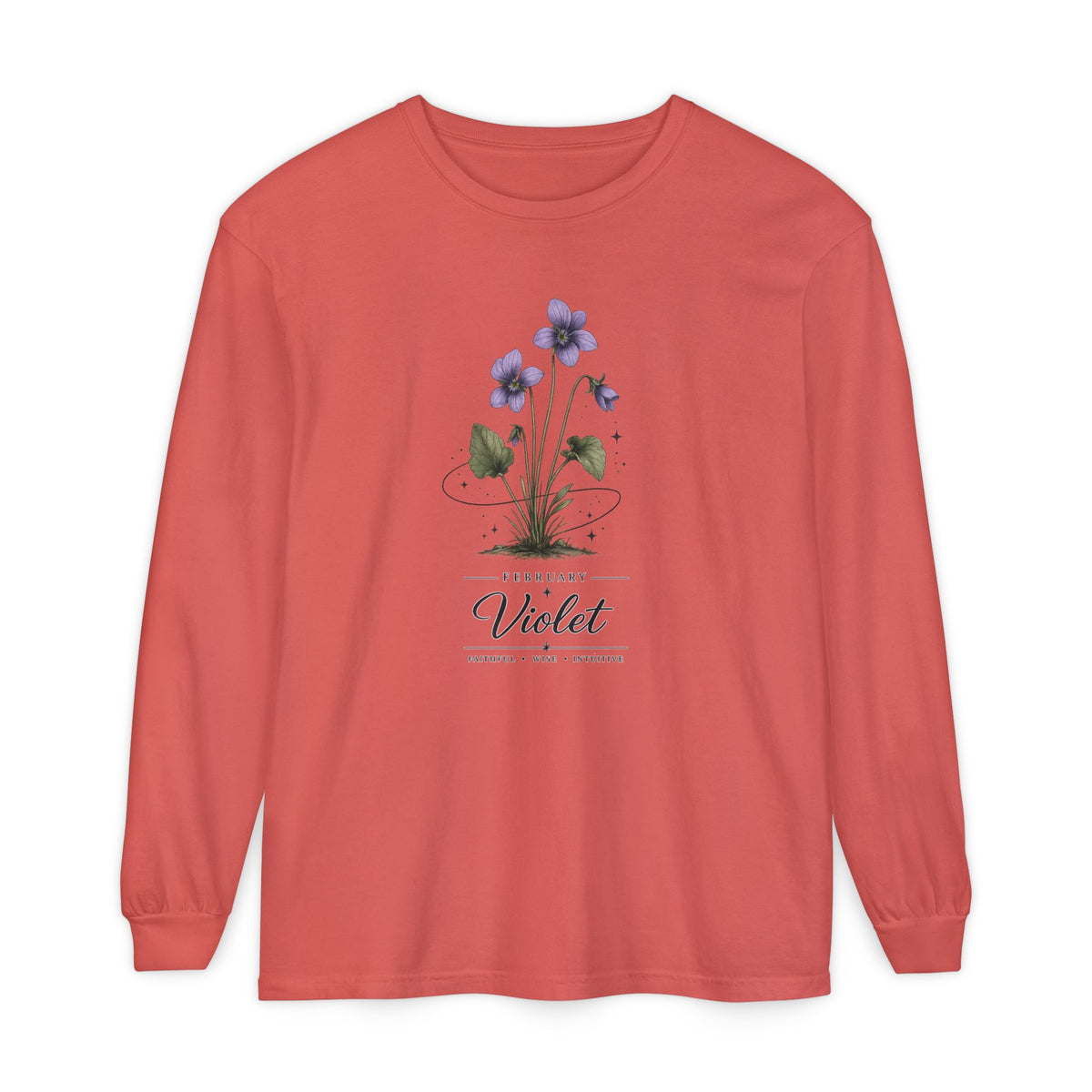 February Birth Flower Long Sleeve T-Shirt