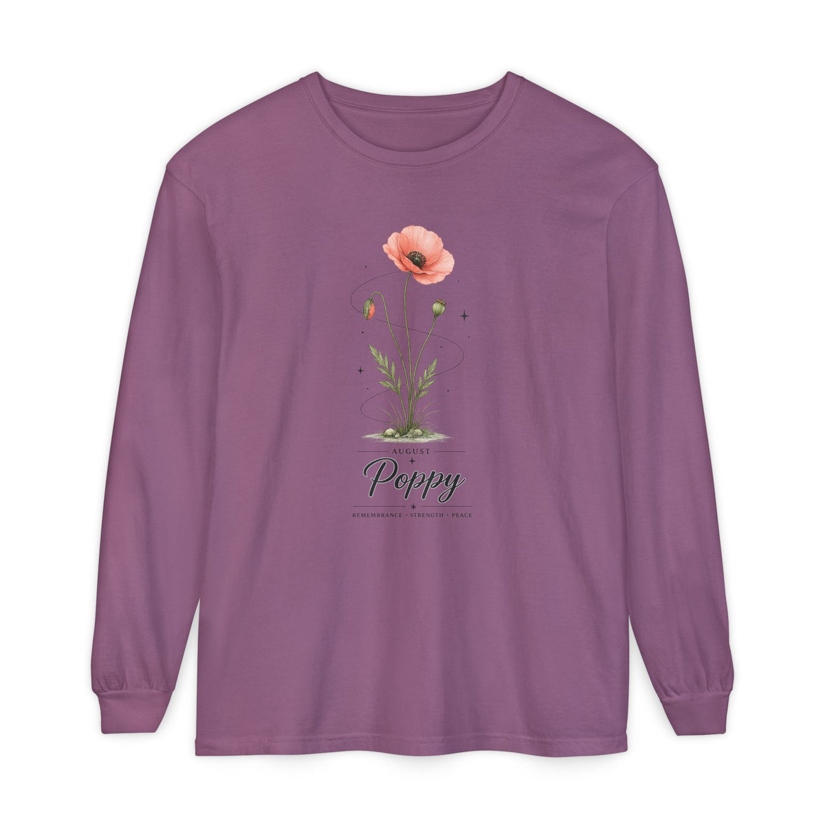 August Birth Flower Long Sleeve T-Shirt