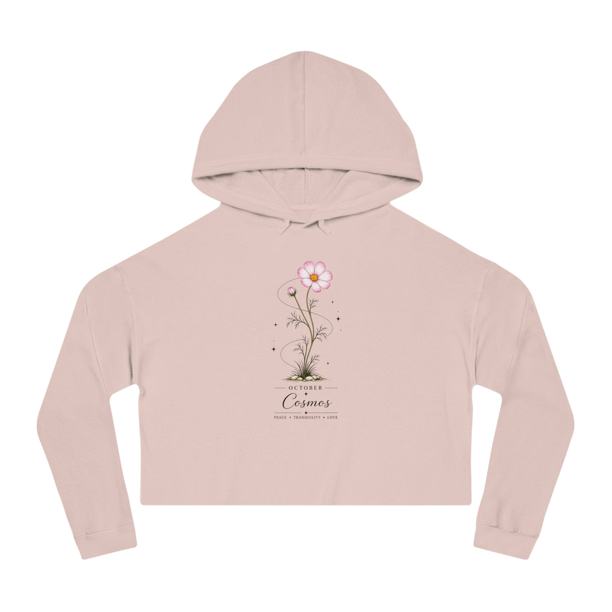 October Birth Flower Cropped Hooded Sweatshirt
