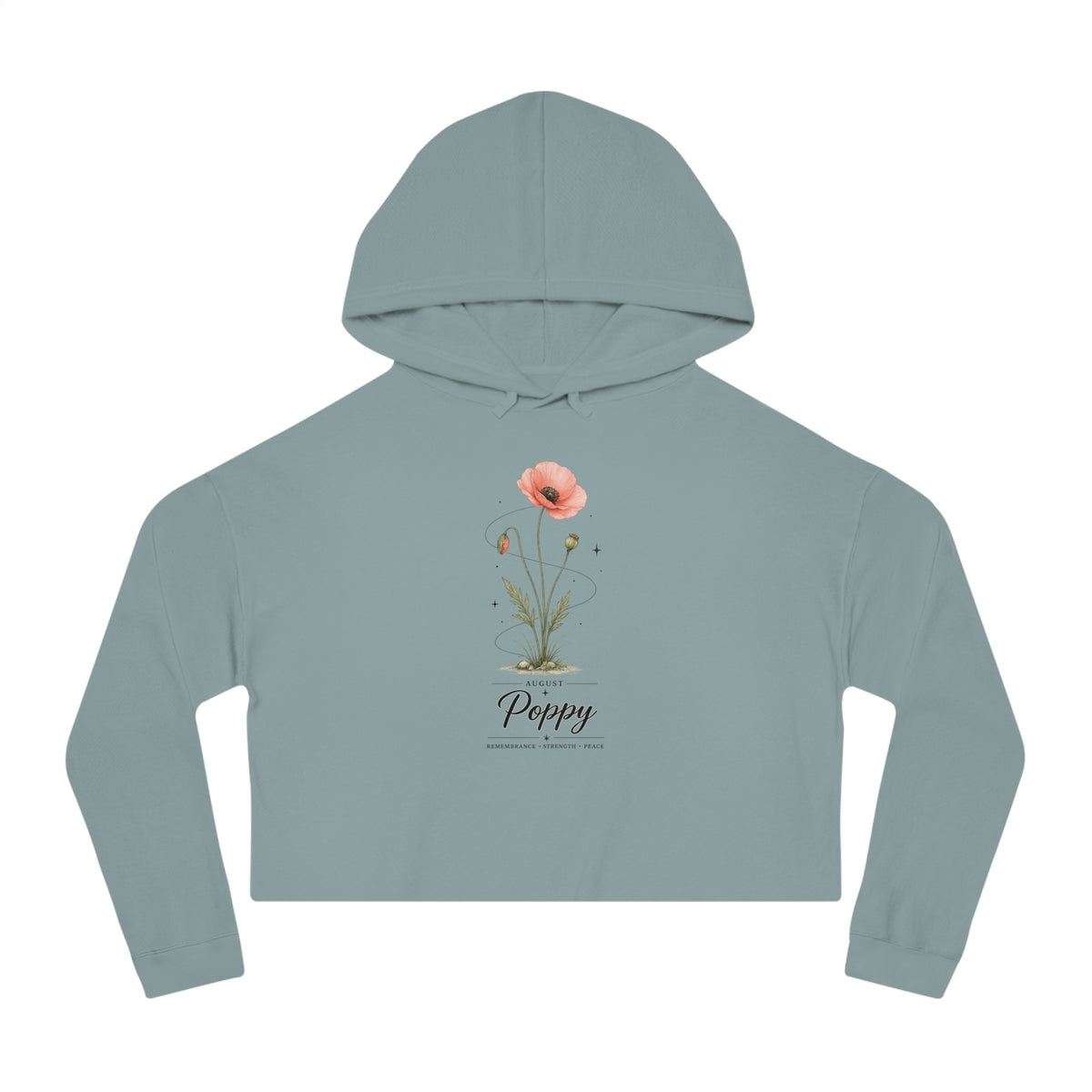August Birth Flower Cropped Hooded Sweatshirt