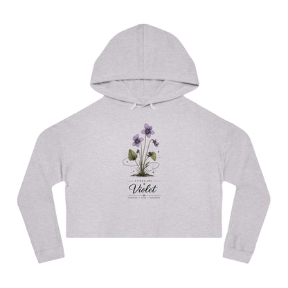February Birth Flower Cropped Hooded Sweatshirt